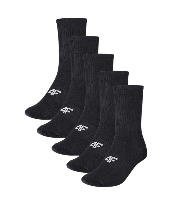 4F USOCU294 Kids Socks, 5-Pack, Black