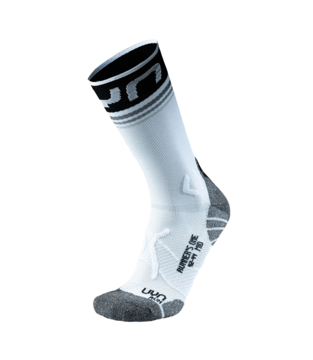 UYN Runner's One Mid Men's Socks, White/Black