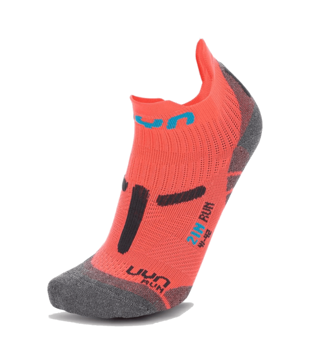 UYN Run 2in Women's Socks, Coral Fluo/Anthracite