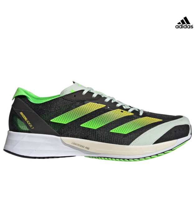 adidas Adizero Adios 7 Men's Shoes, Black/Yellow/Green