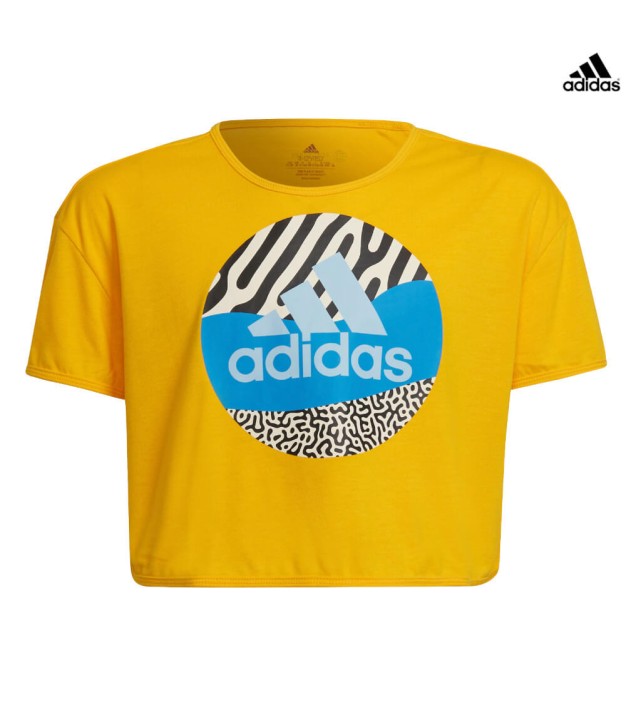 adidas AeroReady Power Training Cropped Girls T-Shirt, Yellow