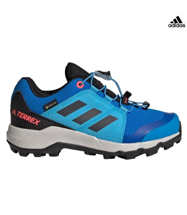 adidas Terrex Gore-Tex Kids Hiking Shoes, Blue/Grey/Turbo