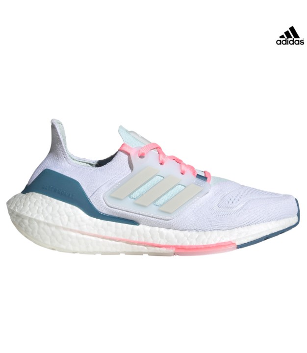 adidas Ultraboost 22 Women's Shoes, White/Grey/Blue