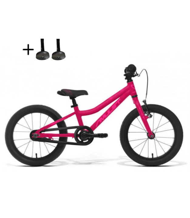 Amulet Mini Lite 16'' Bike With Training Wheels, dark pink metallic/pink shiny | 6,2 kg | 90-110 cm