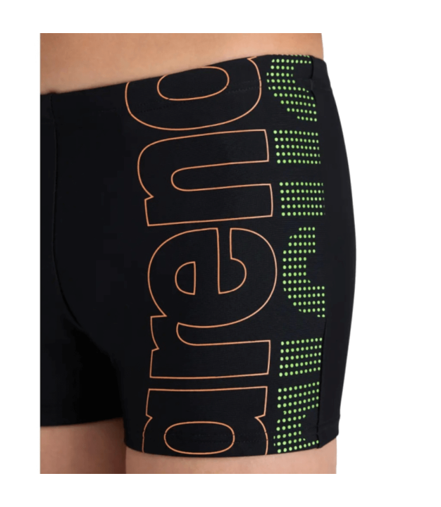 Arena Graphic Boys' Swim Short Mirror Print, black/soft green