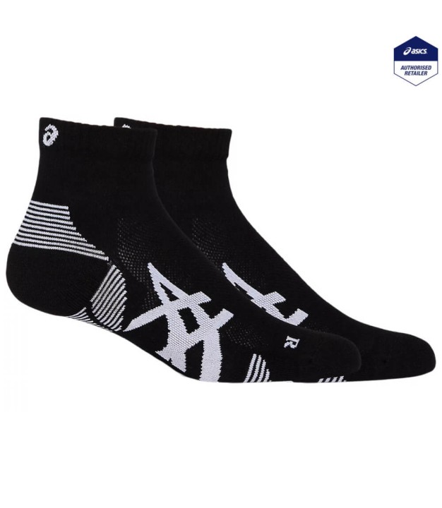 Asics Cushion Run Quarter Socks, 2PPK, Performance Black