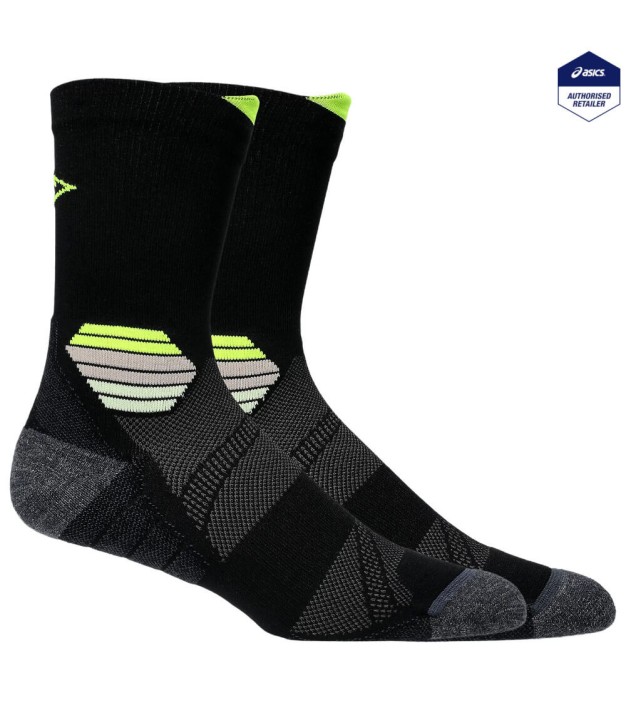 Asics Fujitrail Run Crew Socks, Black/Safety Yellow