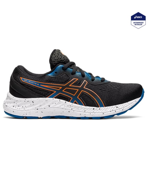 Asics Gel-Excite 8 GS Kids Running Shoes, Black/Orange