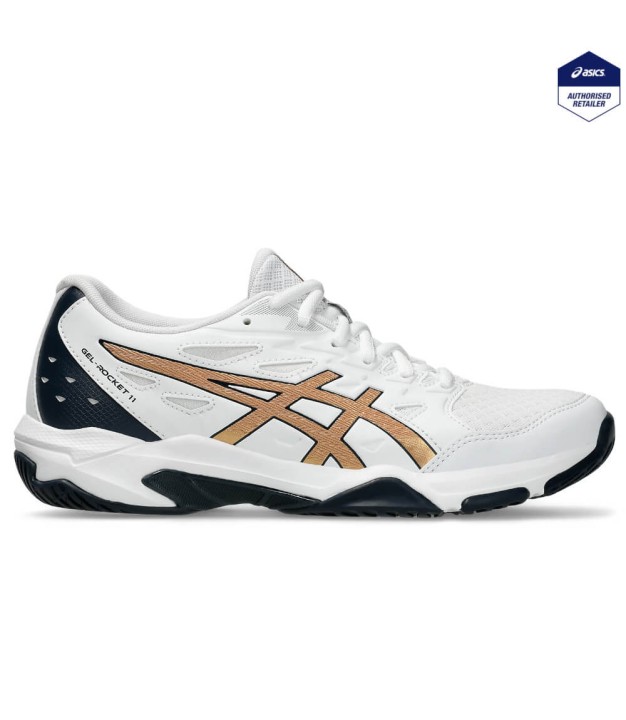 Asics Gel-Rocket 11 Women's Shoes, White/Pure Gold