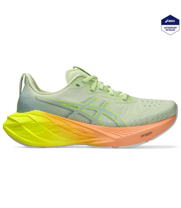 Asics Novablast 4 Paris Women's Shoes, Cool Matcha/Safety Yellow