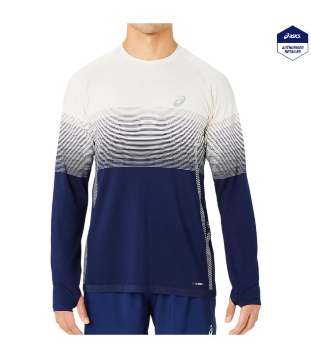 Asics Seamless LS Men's Top, Birch/Blue Expanse