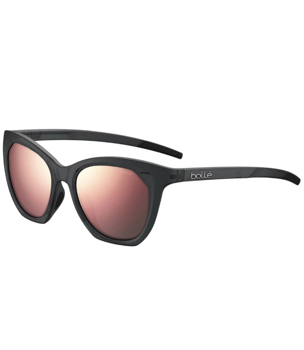 Bolle Prize Sunglasses, HD Polarised Brown Pink cat 3, Black Crystal Matte