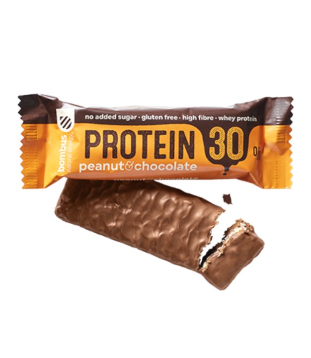 Bombus Protein 30% Peanut & Chocolate Protein Bar, 50g