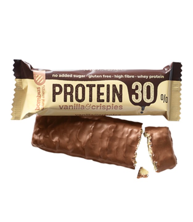 Bombus Protein 30% Vanilla & Crispies Protein Bar, 50g