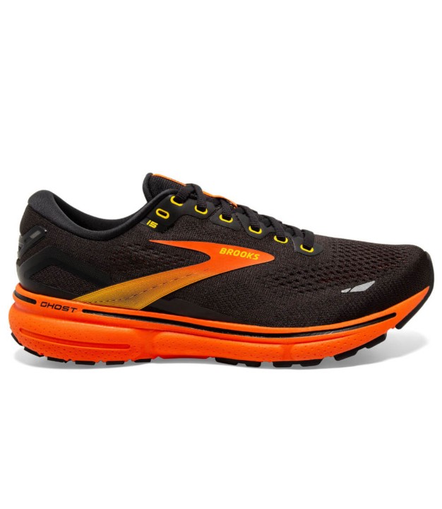 Brooks Ghost 15 Medium Men's, Black/Yellow/Red