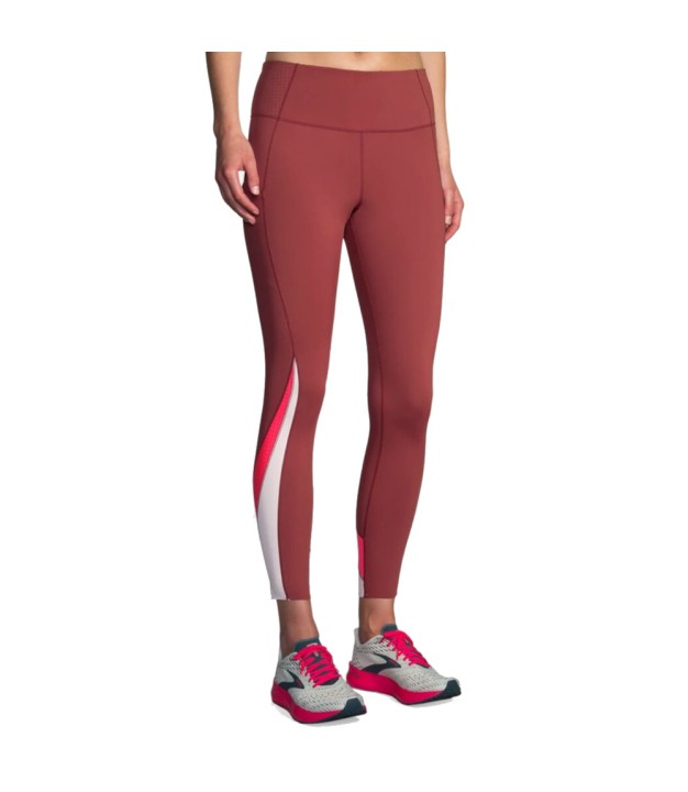 Brooks Method 7/8 Women's Tights, Terracotta/Fluoro Pink