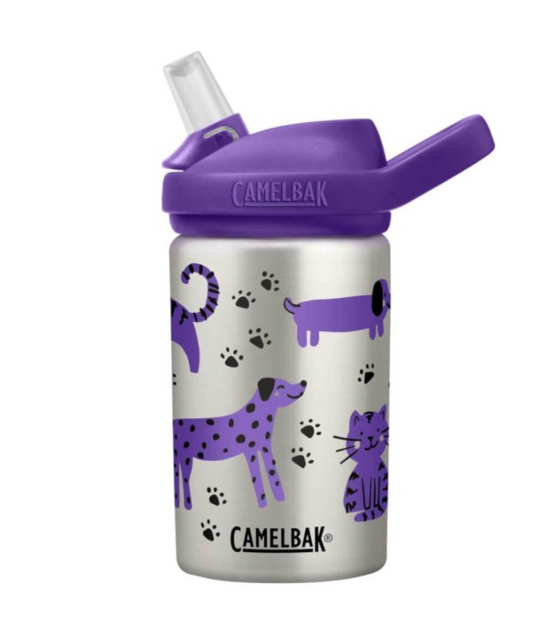 Camelbak eddy+ Kids 0.4L Bottle, Stainless Steel Single Wall, Cats Dogs