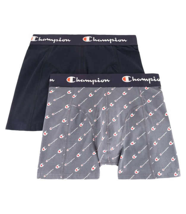 Champion Jacquard Waistband Men's Boxers Double Pack, Grey/Blue