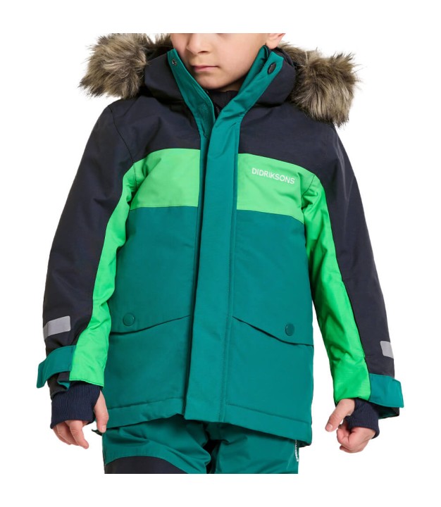 Didriksons Bjärven Kids Parka, Petrol Green