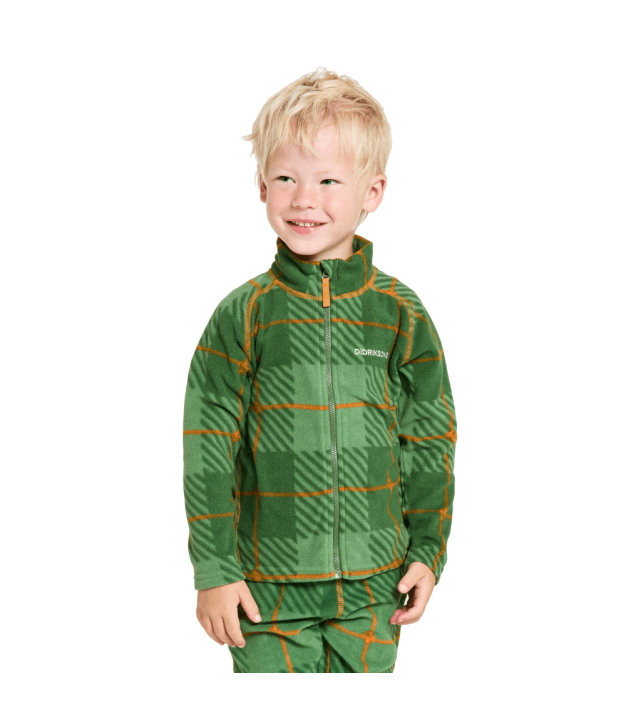 Didriksons Monte Printed Kids Full-Zip, termos pine green