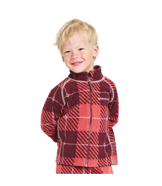 Didriksons Monte Printed Kids Full-Zip, termos rusty wine