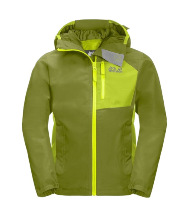 Jack Wolfskin Active Hike Kids Hardshell Jacket, Green Tea