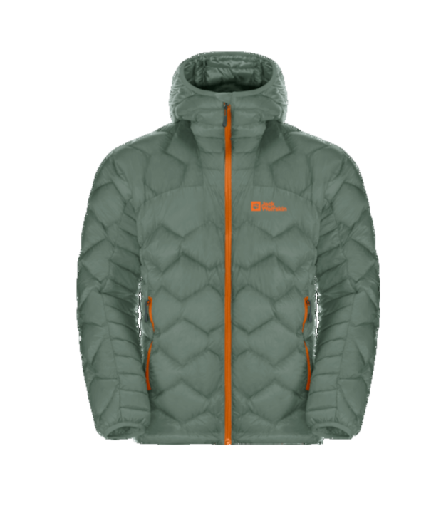 Jack Wolfskin Alpspitze Down Hoody Men's Ski Touring Jacket, hedge green