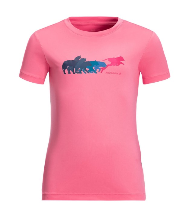 Jack Wolfskin Jumping Wolf Kids T-shirt, Pink Lemonade