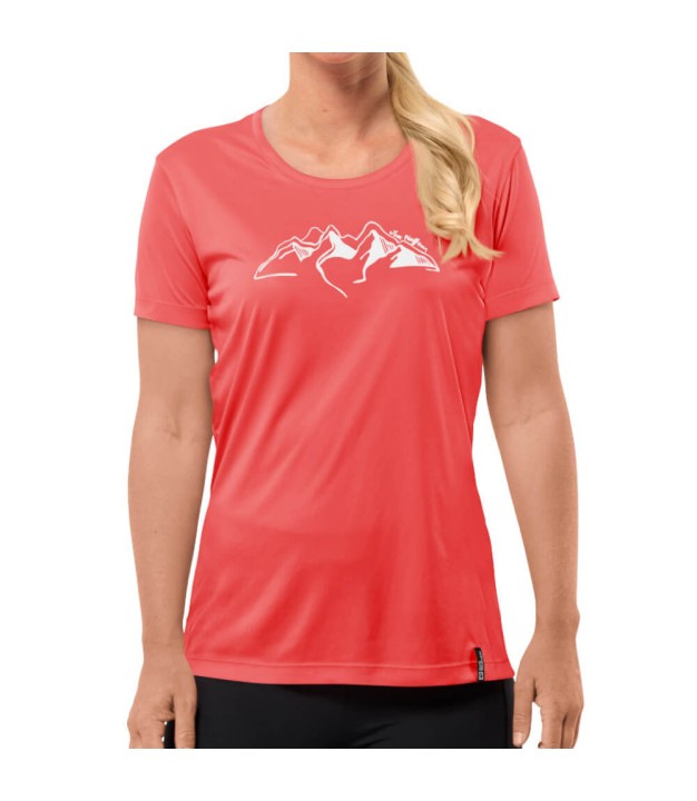 Jack Wolfskin Peak Graphic Women's T-Shirt, Vibrant Red