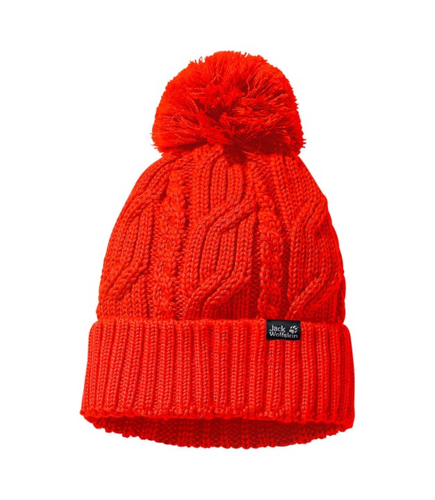 Jack Wolfskin Stormlock Pompom WP Women's Beanie, Red