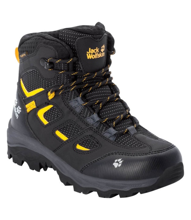 Jack Wolfskin Vojo Texapore WP Mid Kids Shoes, Black/Yellow