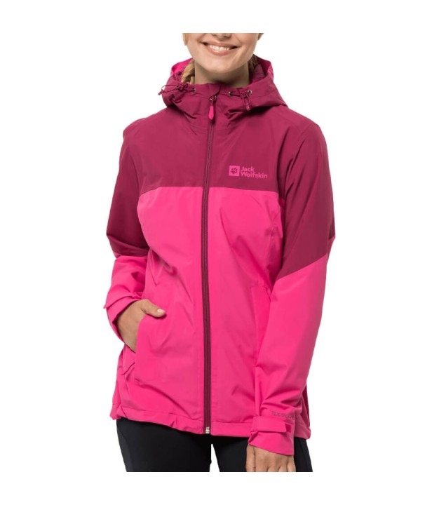 Jack Wolfskin Weiltal 2L Women's Rain Jacket, Cameopink