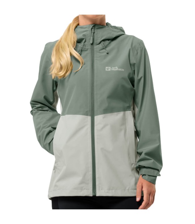 Jack Wolfskin Weiltal 2l Women's Rain Jacket, Hedge Green