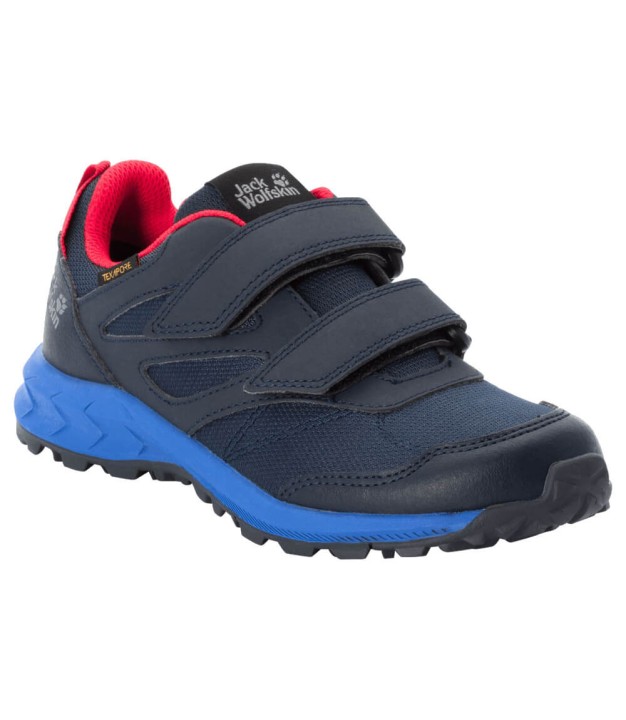 Jack Wolfskin Woodland Texapore Low VC Kids, Dark Blue/Red