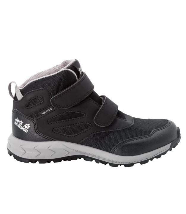 Jack Wolfskin Woodland Texapore Mid Vc Kids WP Hiking, Black