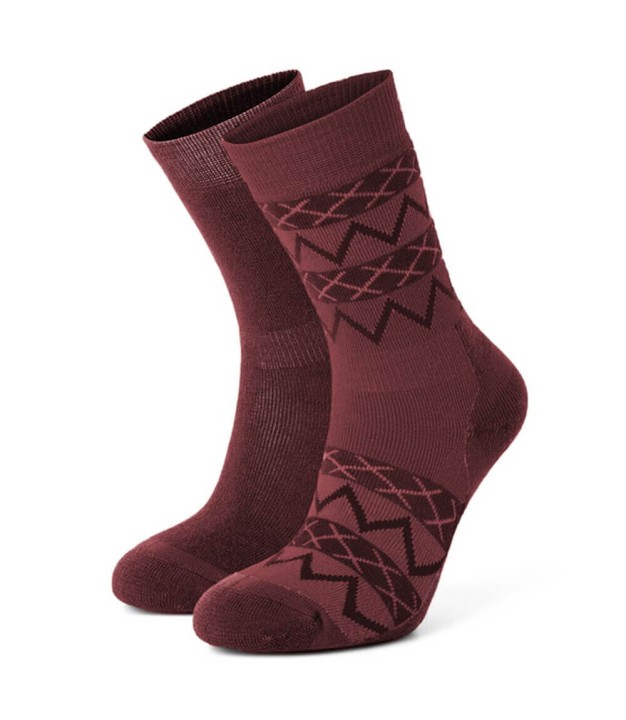 Johaug Wool Women's Socks, 2pk, Brownish Red