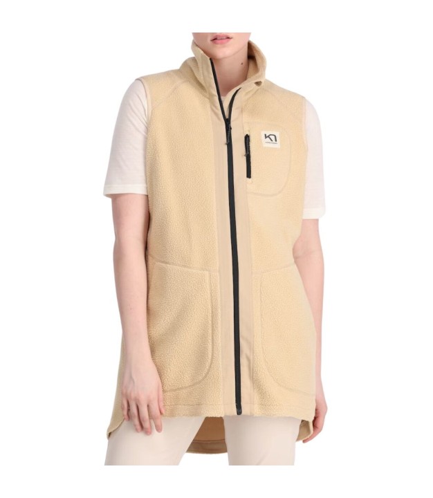 Kari Traa Sanne Pile Women's Vest Long, Oat Beige