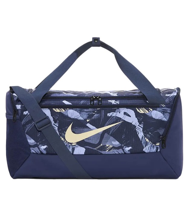 Nike Brasilia Printed Duffel Bag (Small, 41L), Midnight Navy/Pale Vanilla