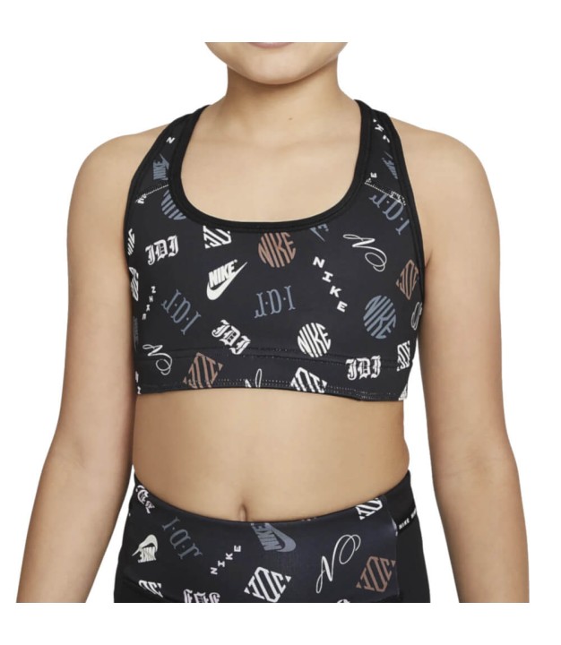 Nike Dri-FIT Swoosh Girls Reversible Sports Bra, Black/White