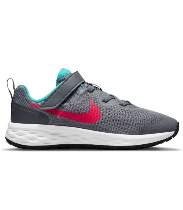 Nike Revolution 6 (PSV) Kids Shoes, Smoke Grey/Siren Red/Teal