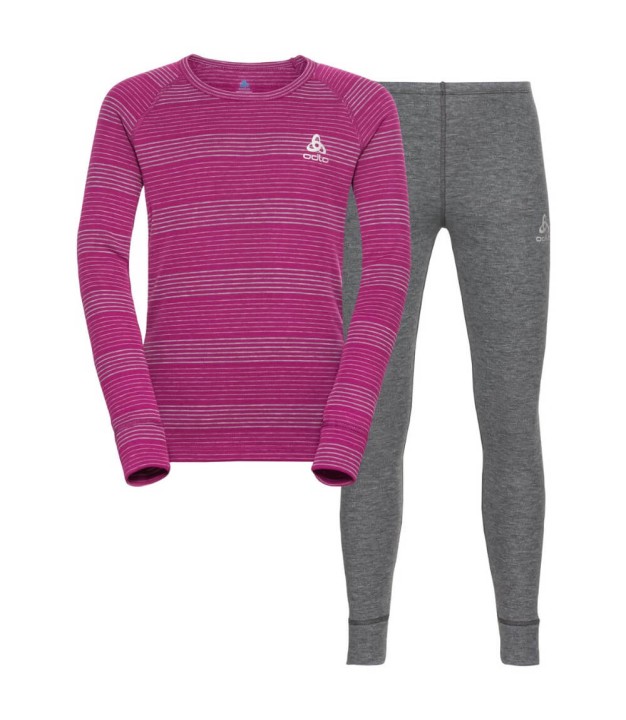 Odlo Active Warm Eco Kids Base Layer Set, Grey/Fuchsia