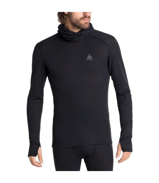 Odlo Active Warm Eco Men's Base Layer Top With Facemask, Black