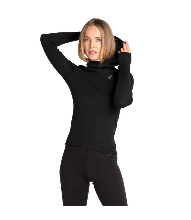 Odlo Active Warm Eco Women's Base Layer Top With Facemask, Black