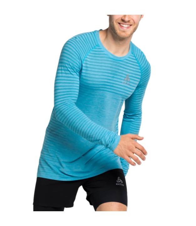 Odlo Essential Seamless Long-sleeve Men's Running T-shirt, Blue