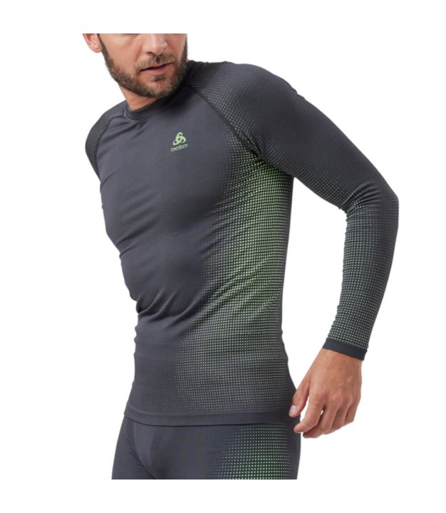 Odlo Performance Warm Eco LS Men's Baselayer, Graphite Grey/Lizard