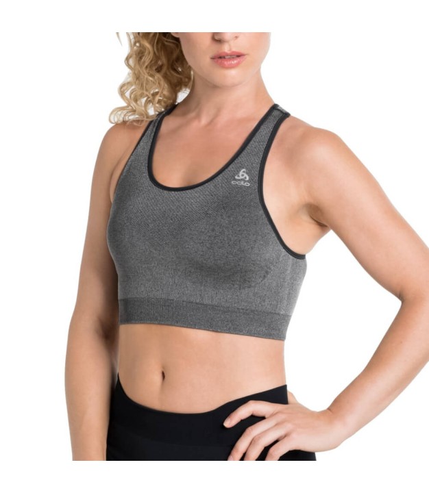 Odlo Seamless Medium Ceramicool Sports Bra, Silver Grey/Melange