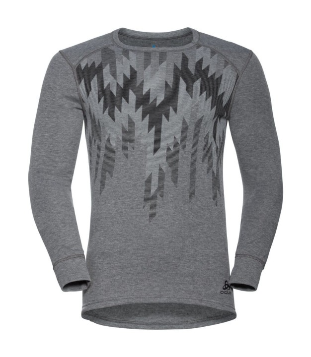 Odlo The Active Warm Eco Graphic LS Men's Base Layer, Steel Grey