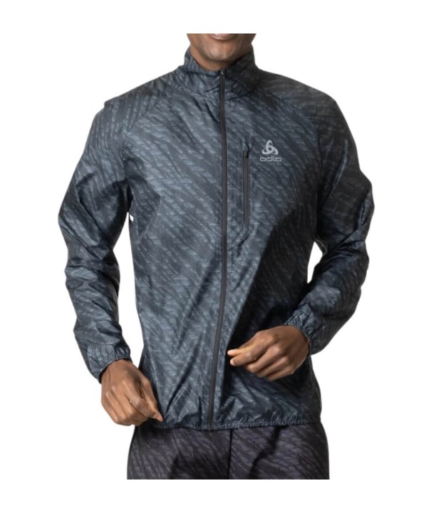 Odlo The Zeroweight Print Men's Running Jacket, Black