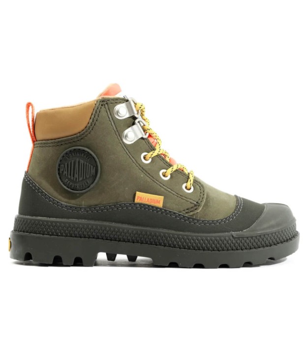 Palladium Pampa Hi Cuff Hiker WP Kids Boots, Olive Night