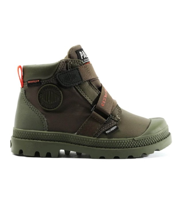 Palladium Pampa Hi Cuff Strap Waterproof Kid's Boots, Olive Night